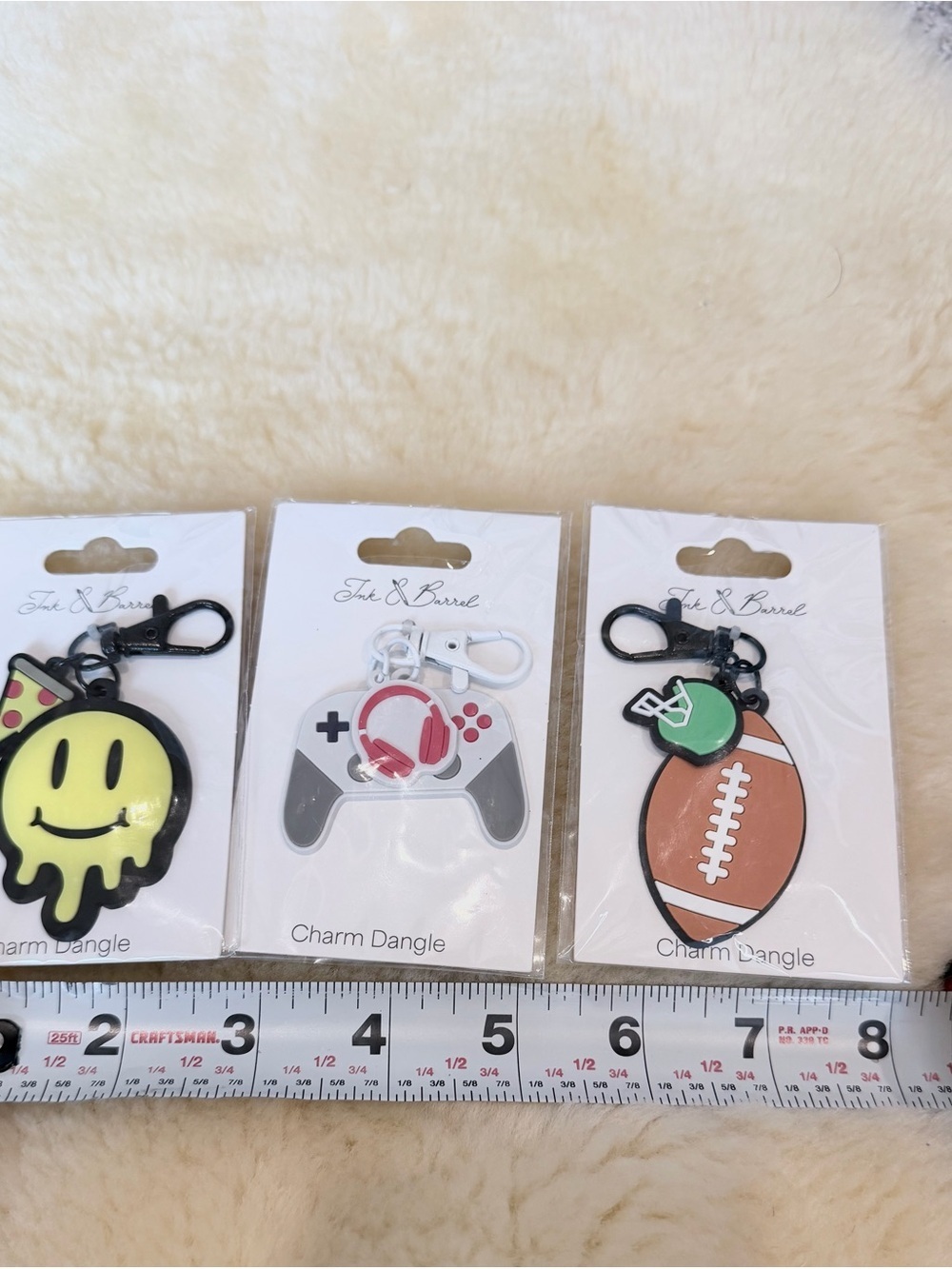 Ink & Barrel Kids **Backpack Charm** Set Gamer Basketball and Smiley Face - Picture 2 of 3